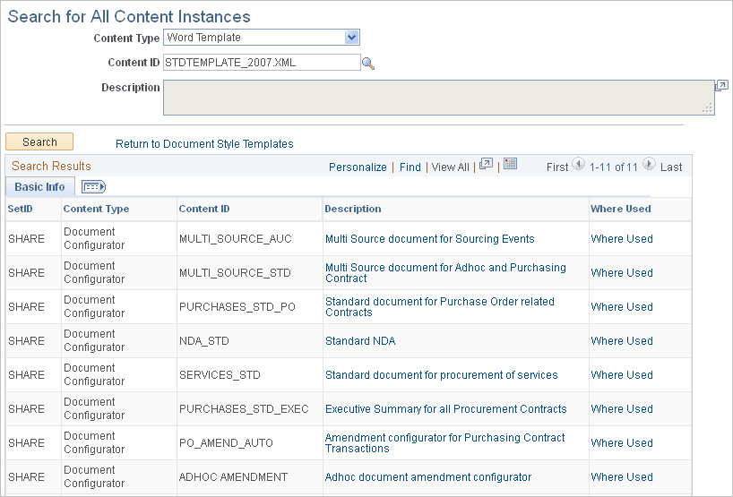 Search for All Content Instances