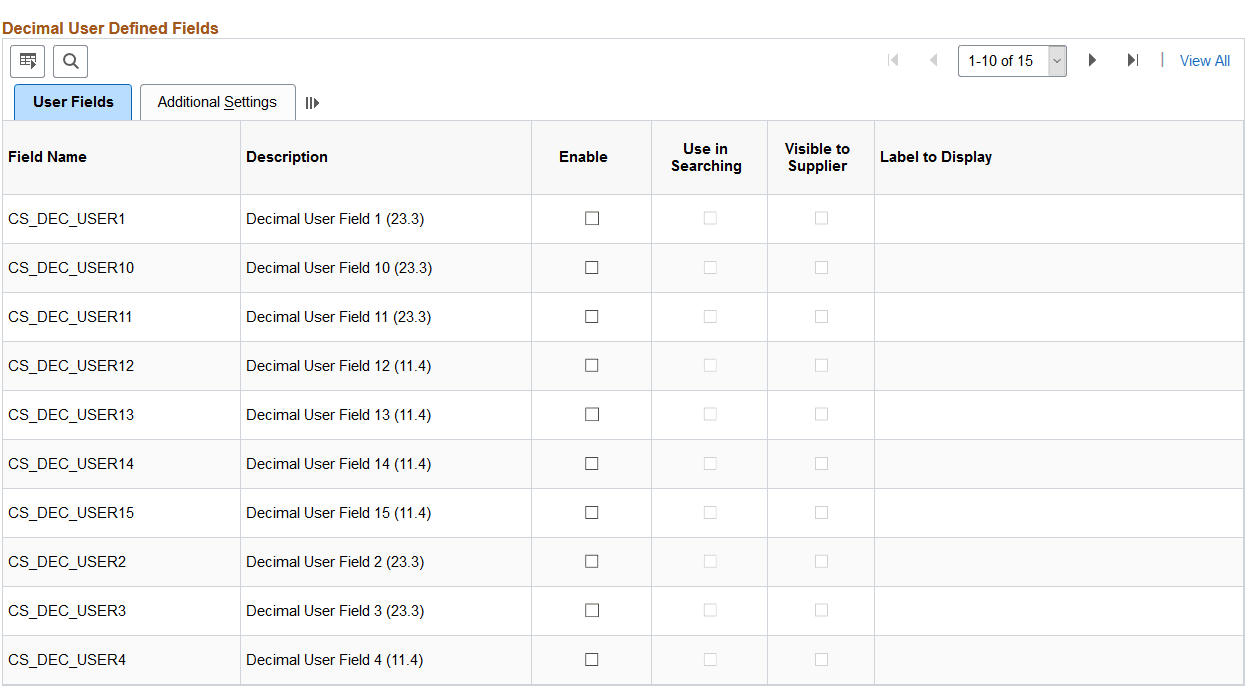 User Defined Fields page (4 of 4)