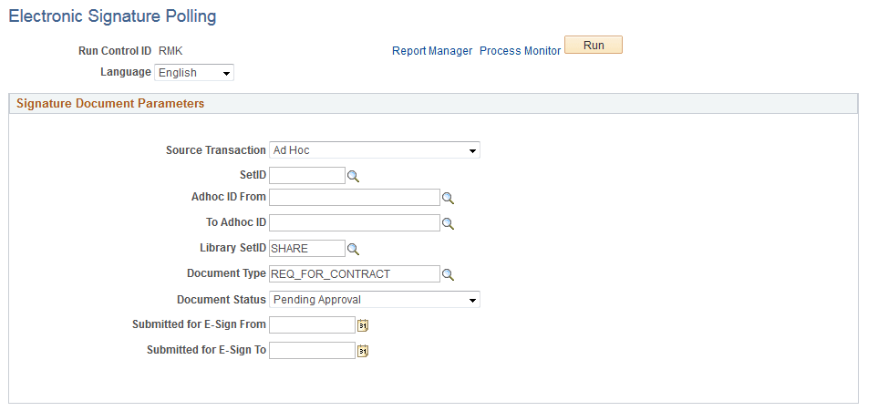 Electronic Signature Polling page