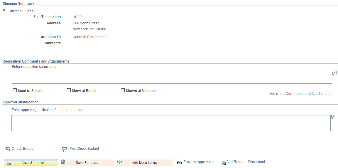 Checkout Review and Submit page (2 of 2)
