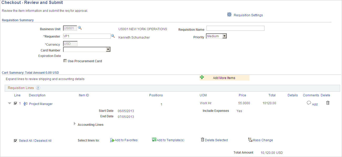 Checkout Review and Submit page