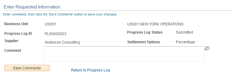 Enter Requested Information page