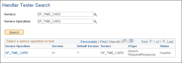 Handler Tester Search page