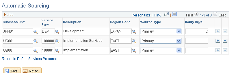 Automatic Sourcing page