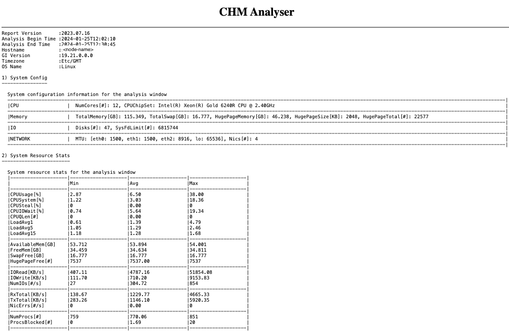 このイメージは、システム構成およびシステム・リソースの統計を示しています
