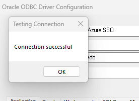 Oracle ODBC ドライバー構成 - 接続成功メッセージ