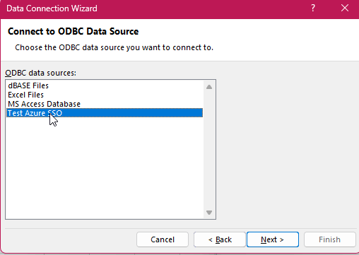 データ接続ウィザード - ODBC データ ソースに接続