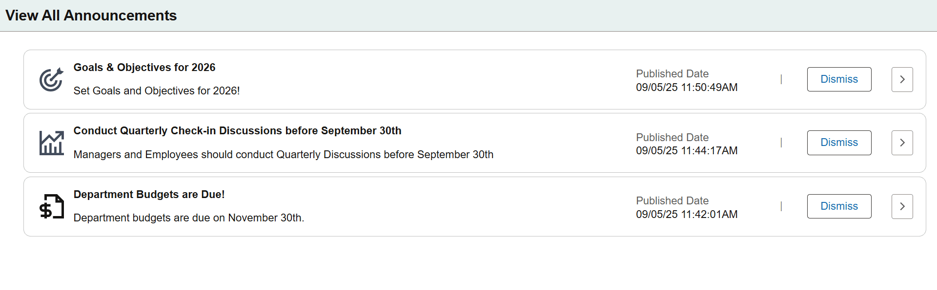 View All Announcements page