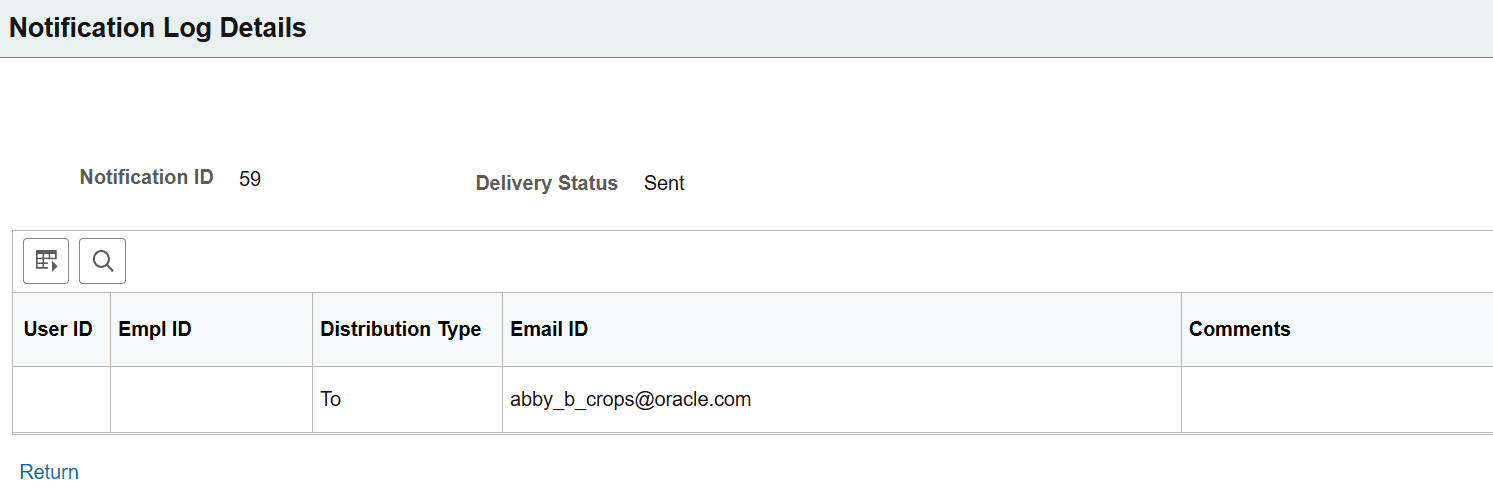 Notification Log Details page