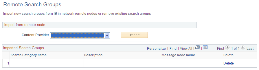 Remote Search Groups page