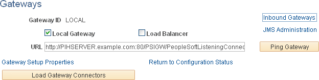 Gateways page with the gateway URL configured
