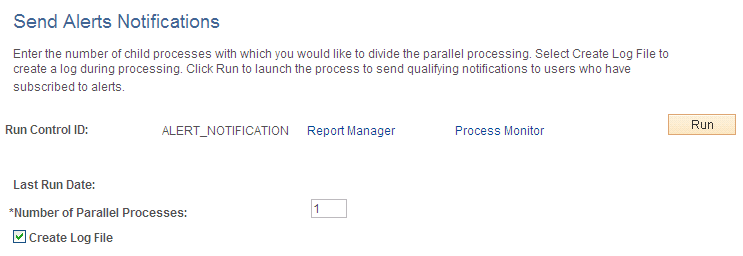 Send Alerts Notification page