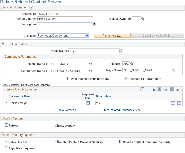 Service definition to manage related content on a content provider system