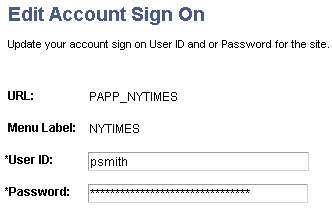 Edit Account Sign On page