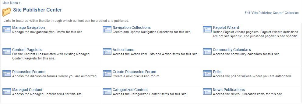 Site Publisher Center page