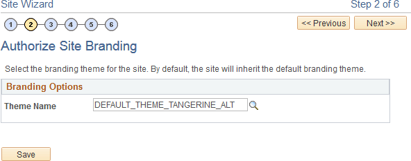 Site Wizard - Authorize Site Branding page