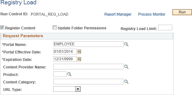 Registry Load page