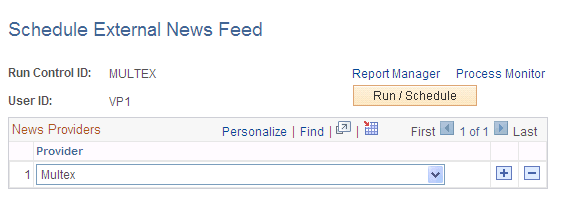 Schedule External News Feed page