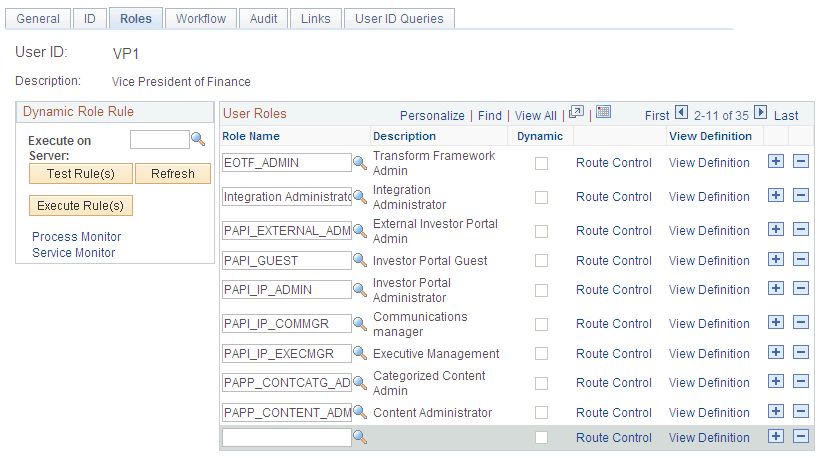 Roles page