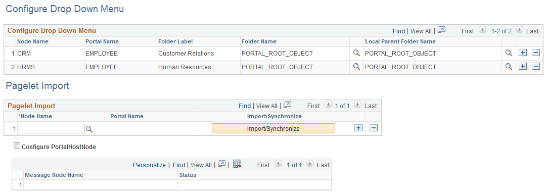 Configure Drop Down Menu page