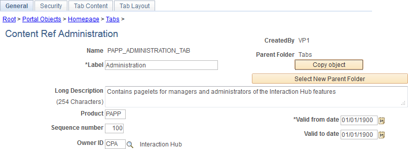 Valid to date field for a disabled homepage tab
