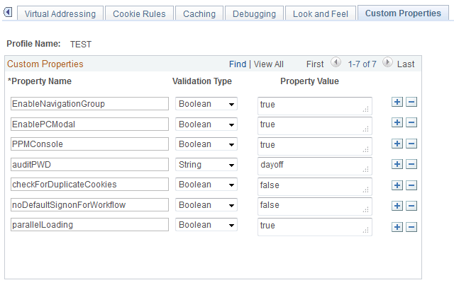 Custom properties page