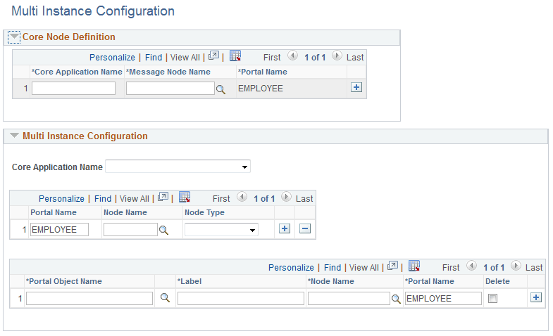 Multi Instance Configuration page