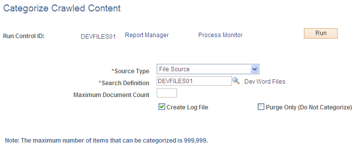 Categorize Crawled Content page