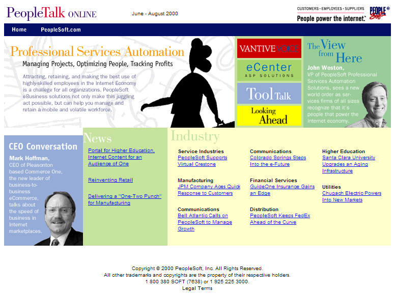 Example of a web magazine cover page
