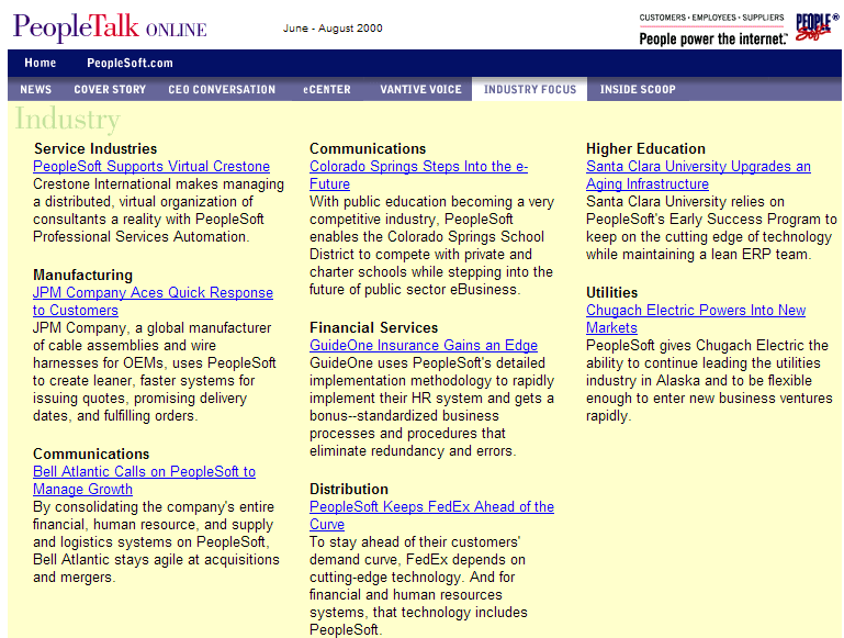 Example of a section page with a section navigation bar