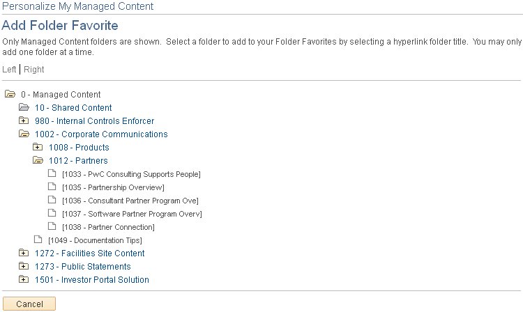 Add Folder Favorite page