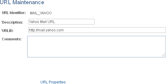 URL Maintenance page