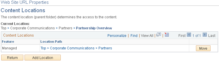 Content Locations page