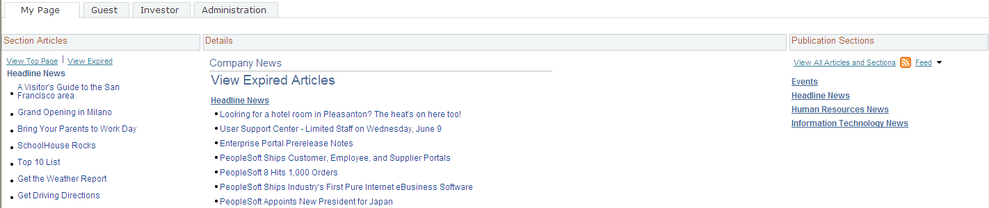 View Expired Articles page