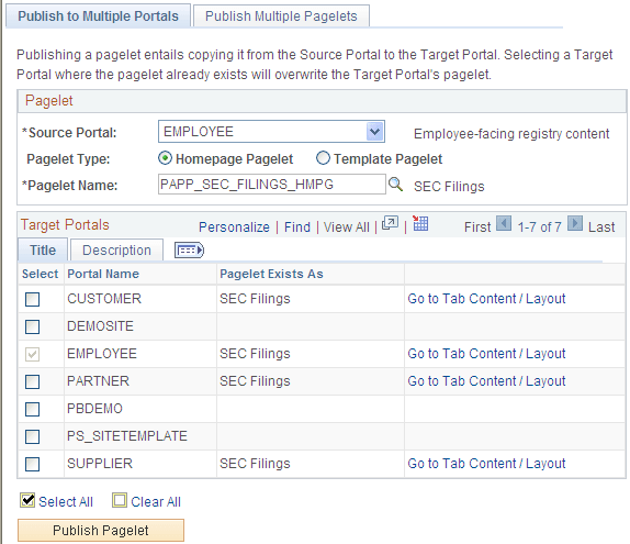 Publish to Multiple Portals page
