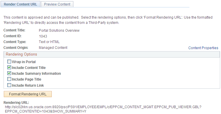 Render Content URL page