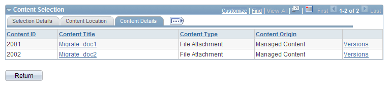 Content Migration - Preview Selection page, Content Details tab