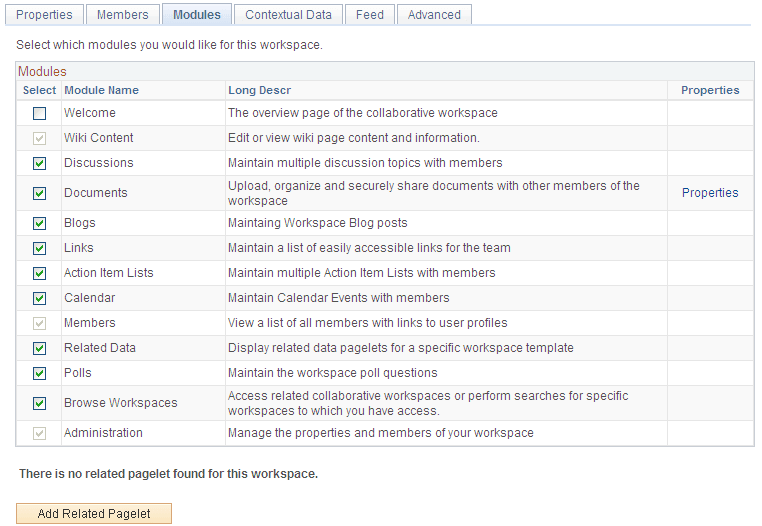 Example of module administration