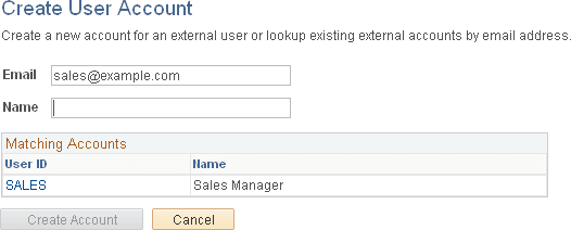 Create User Account page