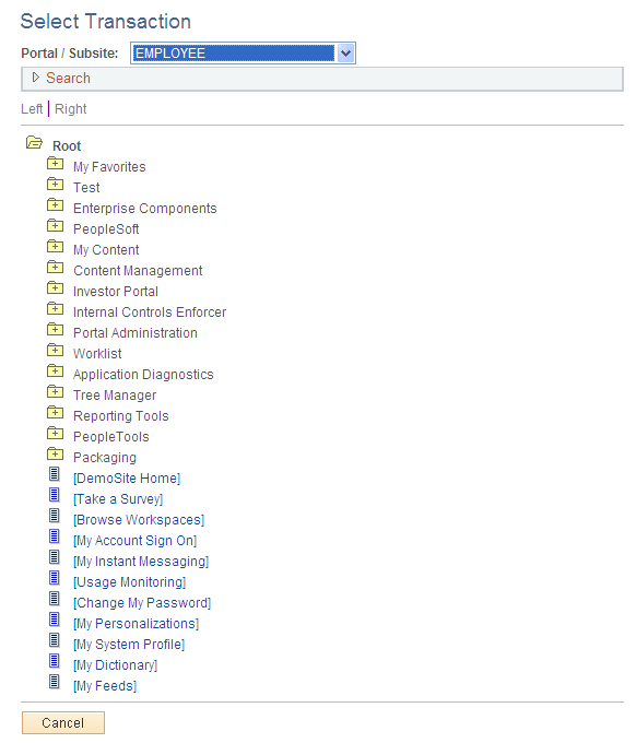 Select Transaction page