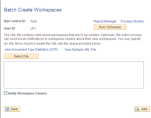 Batch Create Workspaces page