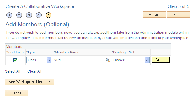 Add Members (Optional) page