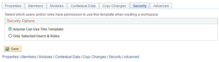 Administration - Security page