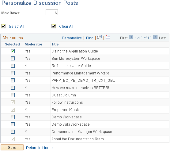 Personalize Forum Posts page