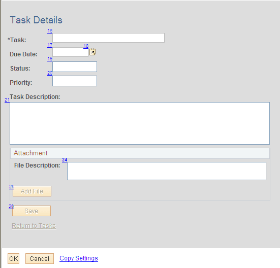 Personalize Tasks page