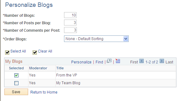 Personalize Blogs page