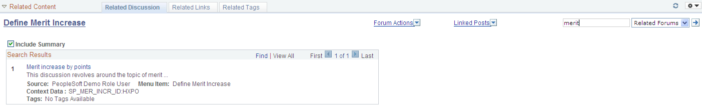 Example of a Search Results page showing contextual data