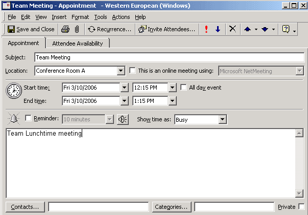 Personal calendar entry generated from a PeopleSoft Interaction Hub calendar event
