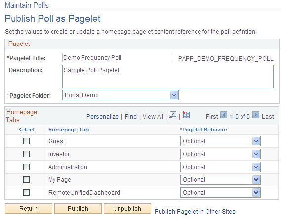 Publish Poll as Pagelet page