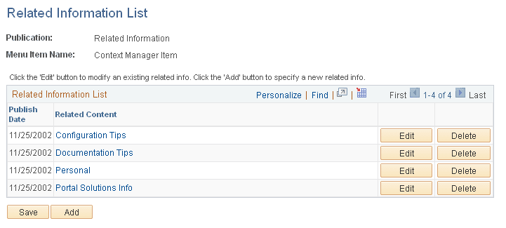 Related Information List page